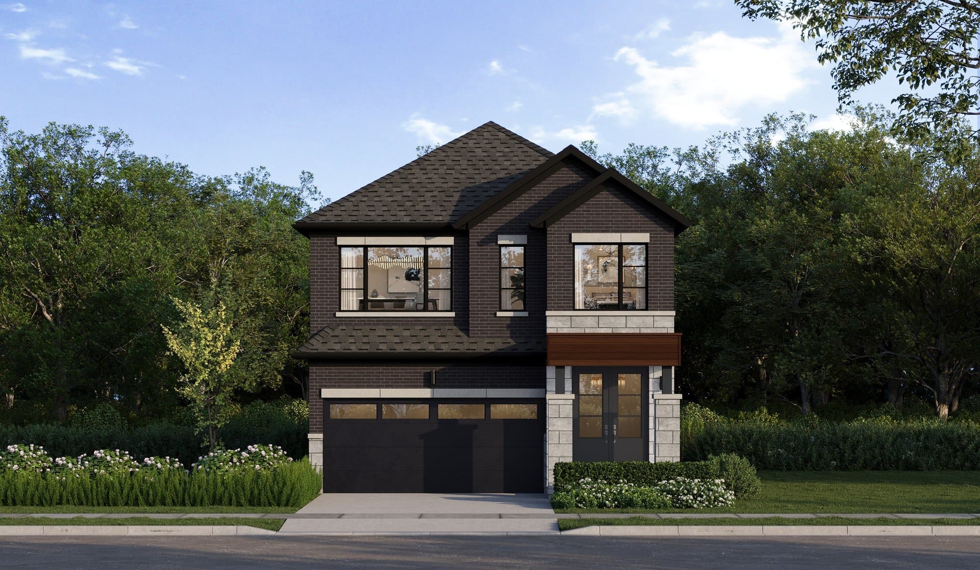 Artist's concept of a Cornerstone detached home.